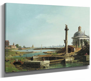 A Lock A Column And A Church Beside A Lagoon By Canaletto