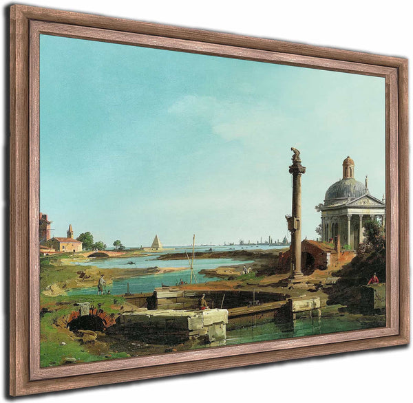 A Lock A Column And A Church Beside A Lagoon By Canaletto