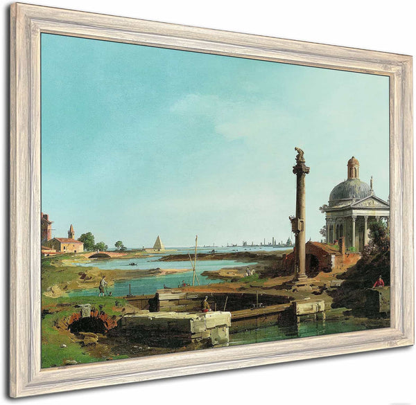 A Lock A Column And A Church Beside A Lagoon By Canaletto