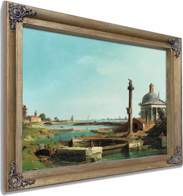 A Lock A Column And A Church Beside A Lagoon By Canaletto