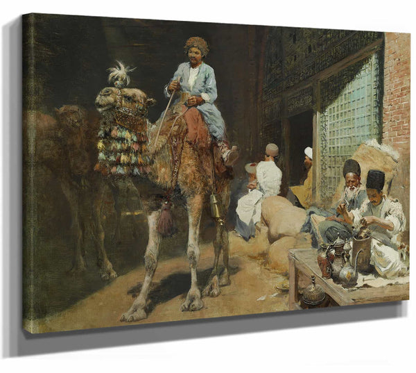 Edwin Lord Weeks 14" x 11" / Stretched Canvas Wrap A Market In Ispahan By Edwin Lord Weeks