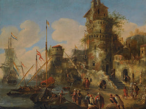 Peter Van De Velde A Mediterranean Harbour Capriccio By Peter Van De Velde