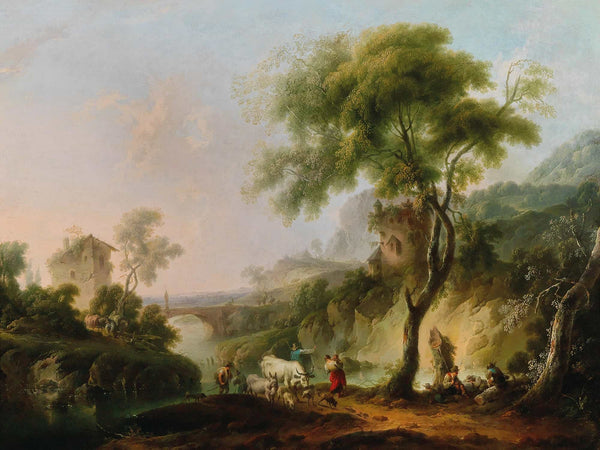 Michael Wutky A Mediterranean Landscape With Shepherds And Their Flock By Michael Wutky