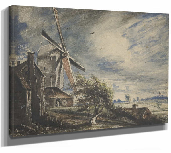 John Constable 14" x 11" / Stretched Canvas Wrap A Mill Near Colchester By John Constable