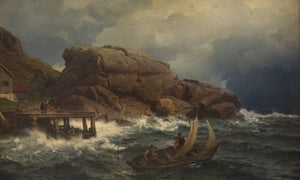 Hans Gude A Norwegian Seaport By Hans Gude