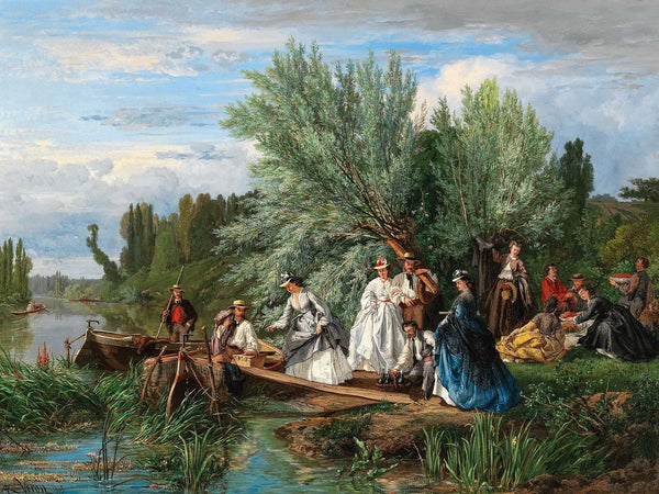 Alexandre Rene Veron A Picnic By The River By Alexandre Rene Veron