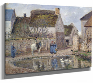 Camille Pissarro 14" x 11" / Stretched Canvas Wrap A Pond In Ennery By Camille Pissarro