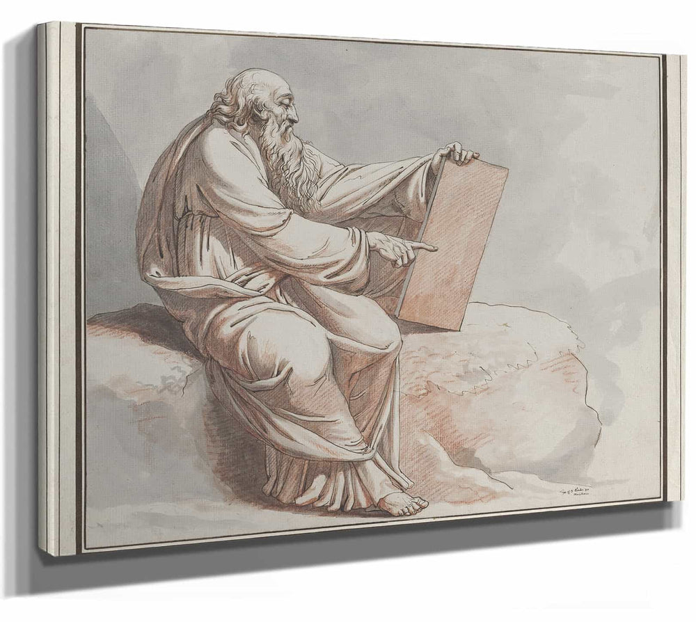 Johann Heinrich Lips 14" x 11" / Stretched Canvas Wrap A Prophet Seated On A Rock By Johann Heinrich Lips