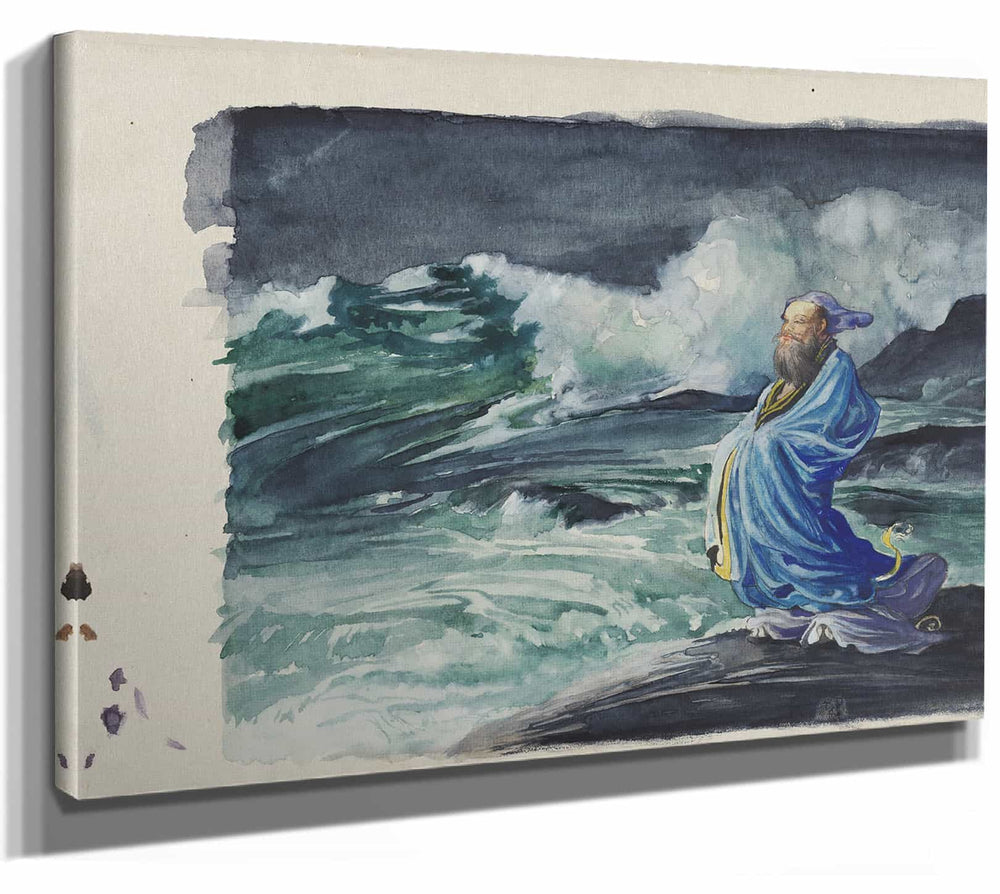 John La Farge 14" x 11" / Stretched Canvas Wrap A Rishi Stirring Up A Storm By John La Farge