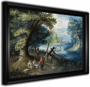 A River Landscape With Figures By Balthasar Beschey