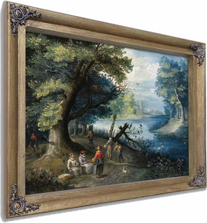 A River Landscape With Figures By Balthasar Beschey