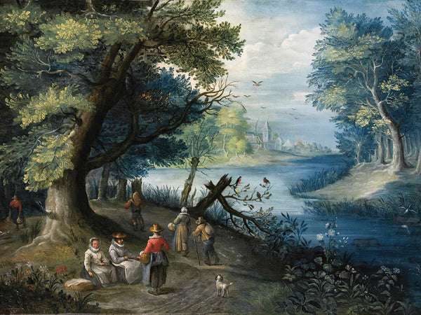 Balthasar Beschey A River Landscape With Figures By Balthasar Beschey