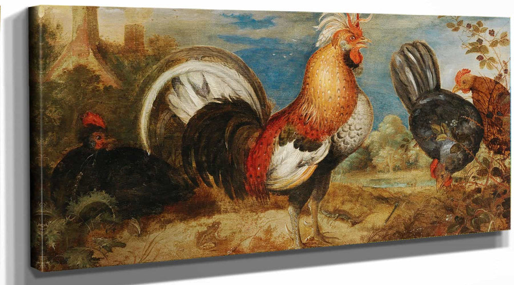 Roelant Savery A Rooster And Chicken In A Landscape By Roelant Savery