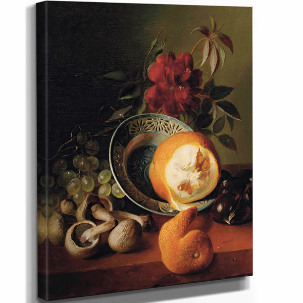 Jean Baptiste Robie A Rose Grapes Mushrooms An Orange And Chestnuts By Jean Baptiste Robie