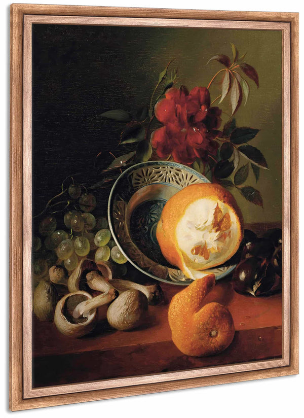 A Rose Grapes Mushrooms An Orange And Chestnuts By Jean Baptiste Robie