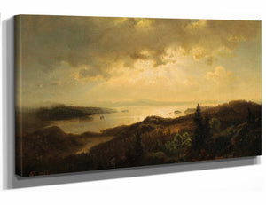 Hans Gude 18" x 12" / Stretched Canvas Wrap A Scene At Dusk In Norway By Hans Gude