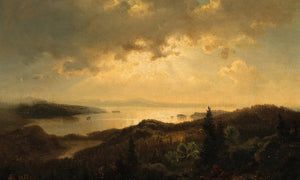 Hans Gude 18" x 12" / Unframed Paper A Scene At Dusk In Norway By Hans Gude