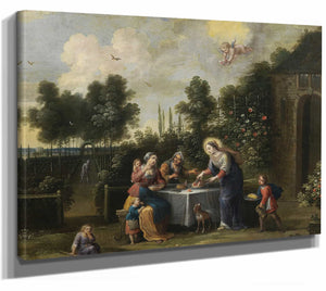 Abraham Willemsen 14" x 11" / Stretched Canvas Wrap A Scene From The Life Of Saint Elizabeth Of Hungary By Abraham Willemsen