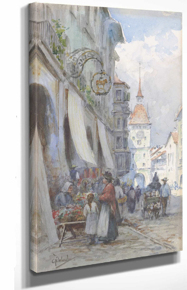 Charles Nathaniel Worsley A Street In Berne Switzerland By Charles Nathaniel Worsley