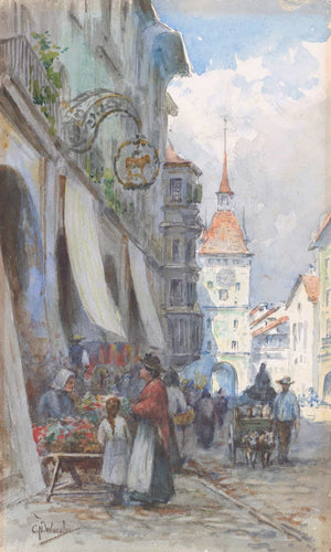 Charles Nathaniel Worsley A Street In Berne Switzerland By Charles Nathaniel Worsley