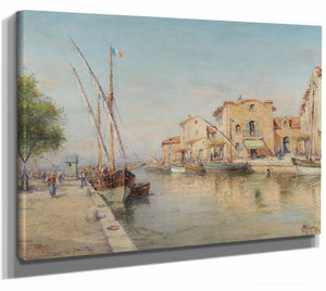 Charles Malfroy 14" x 11" / Stretched Canvas Wrap A Sunny Day In A Harbour City By Charles Malfroy