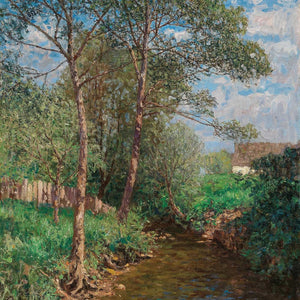 Alfred Zoff 12" x 12" / Unframed Paper A Sunny Landscape With Stream By Alfred Zoff