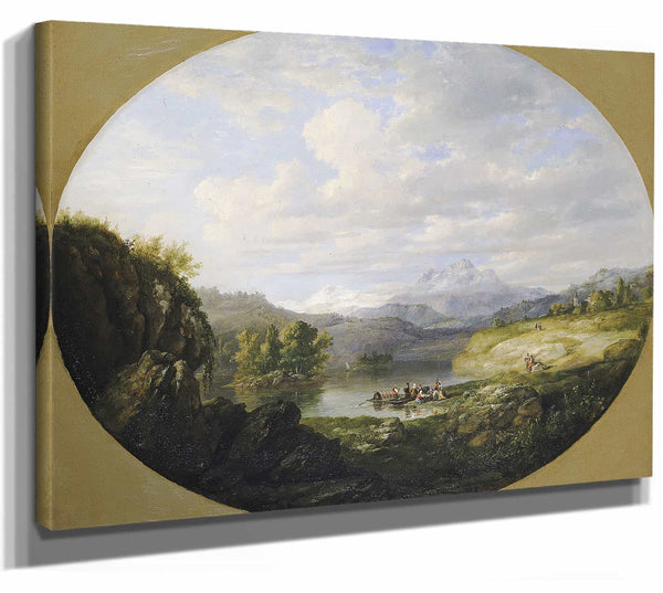 Daniel Huntington 14" x 11" / Stretched Canvas Wrap A Swiss Lake By Daniel Huntington