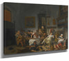 Jan Steen 14" x 11" / Stretched Canvas Wrap A Tavern Interior With People Drinking And Music Making By Jan Steen