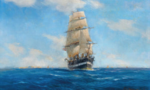 August Von Ramberg A Three Master Off A Southern Coast By August Von Ramberg