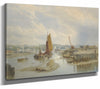 Edward Duncan 14" x 11" / Stretched Canvas Wrap A Town On An Estuary At Low Tide By Edward Duncan