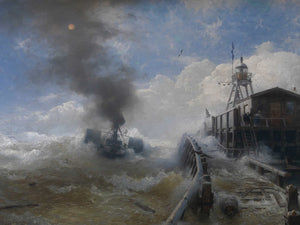 Andreas Achenbach A Tug Leaving The Port Of Ostend By Andreas Achenbach