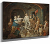 Jean Baptiste Charpentier Ii 14" x 11" / Stretched Canvas Wrap A Turbulent Scene In A Tavern By Jean Baptiste Charpentier Ii