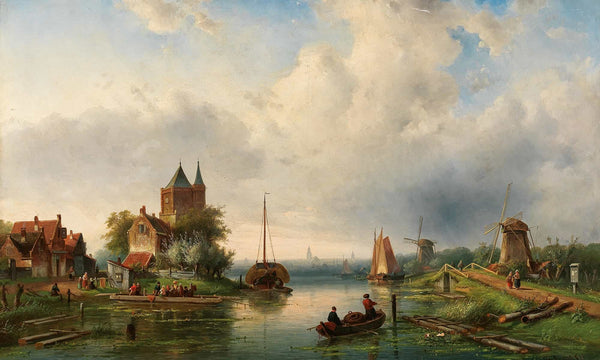 Charles Leickert A Vast River Landscape With Windmills By Charles Leickert