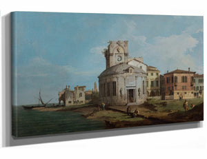 Canaletto 18" x 12" / Stretched Canvas Wrap A Venetian Capriccio With An Oval Church By The Lagoon By Canaletto