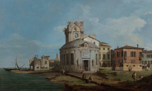 Canaletto A Venetian Capriccio With An Oval Church By The Lagoon By Canaletto