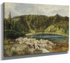 Julius Eduard Marak 14" x 11" / Stretched Canvas Wrap A View Of A Lake At The Bohemian Forest By Julius Eduard Marak