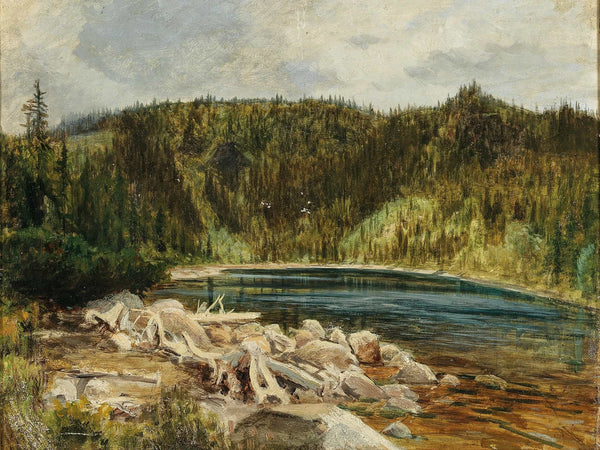 Julius Eduard Marak A View Of A Lake At The Bohemian Forest By Julius Eduard Marak