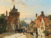 Willem Koekkoek A View Of A Netherlandish Town With Figures Chattering By Willem Koekkoek