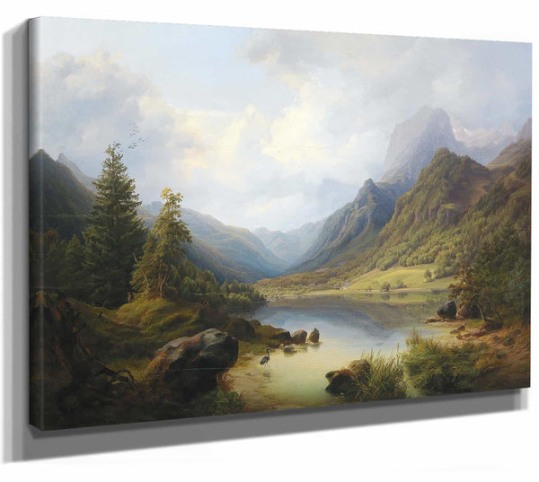 A View Of Hintersee With Reiteralm By Anton Schiffer