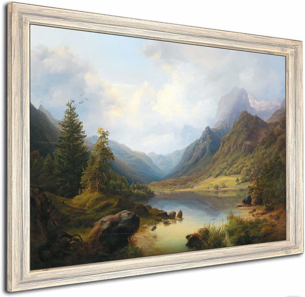 A View Of Hintersee With Reiteralm By Anton Schiffer