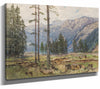 Fritz Lach 14" x 11" / Stretched Canvas Wrap A View Of Hochschwab Mountain By Fritz Lach