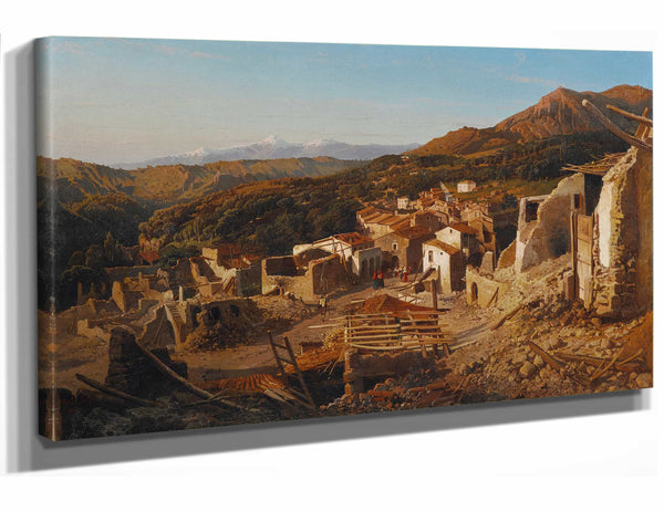 Alessandro La Volpe 18" x 12" / Stretched Canvas Wrap A View Of San Sebastiano In Abruzzo By Alessandro La Volpe