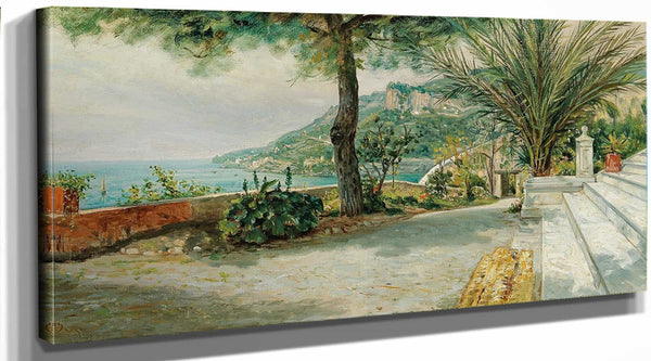 Giuseppe Ferrarini A View Of The Amalfi Coast From The Terrace Of Castello Miramare In Maiori By Giuseppe Ferrarini