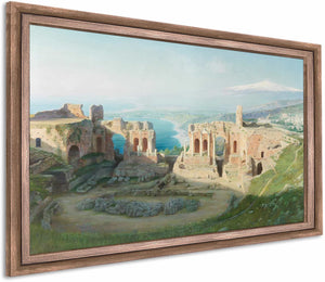 A View Of The Amphitheatre At Taormina With Etna Beyond By Adolf Bohm