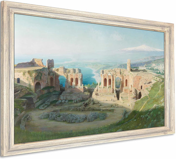 A View Of The Amphitheatre At Taormina With Etna Beyond By Adolf Bohm