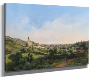 A View Of The Churches Of Kalksburg And Rodaun At Dawn By Carl Franz Michael Geyling