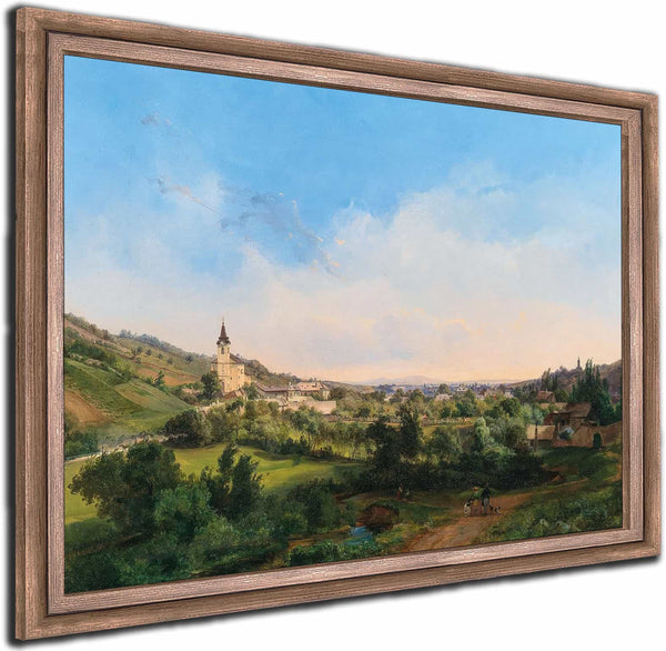 A View Of The Churches Of Kalksburg And Rodaun At Dawn By Carl Franz Michael Geyling