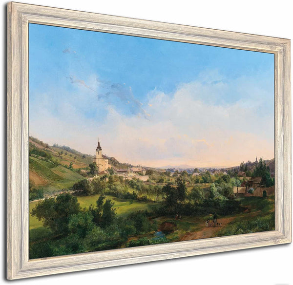 A View Of The Churches Of Kalksburg And Rodaun At Dawn By Carl Franz Michael Geyling