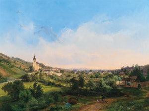 Carl Franz Michael Geyling A View Of The Churches Of Kalksburg And Rodaun At Dawn By Carl Franz Michael Geyling