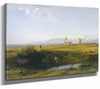 Jean Achille Benouville 14" x 11" / Stretched Canvas Wrap A View Of The Roman Countryside By Jean Achille Benouville